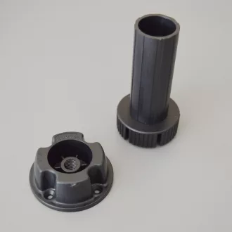   Állítható műanyag bútorláb, 3 részes, fekete színű, 150 mm