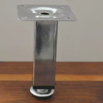   Bútorláb, négyzetes alakú, króm színű, 100 mm, négyzetes talppal