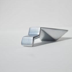   Metal furniture handle, 16 mm bore spacing, Silk gloss chrome colour