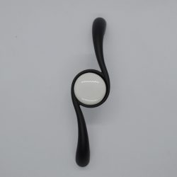   Matt black - white with porcelain accessory, 96 mm bore size, metal-porcelain furniture handle