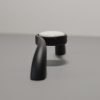 Matt fekete - fehér porcelán kiegészítővel, 96 mm furattáv, fém-porcelán bútorfogantyú