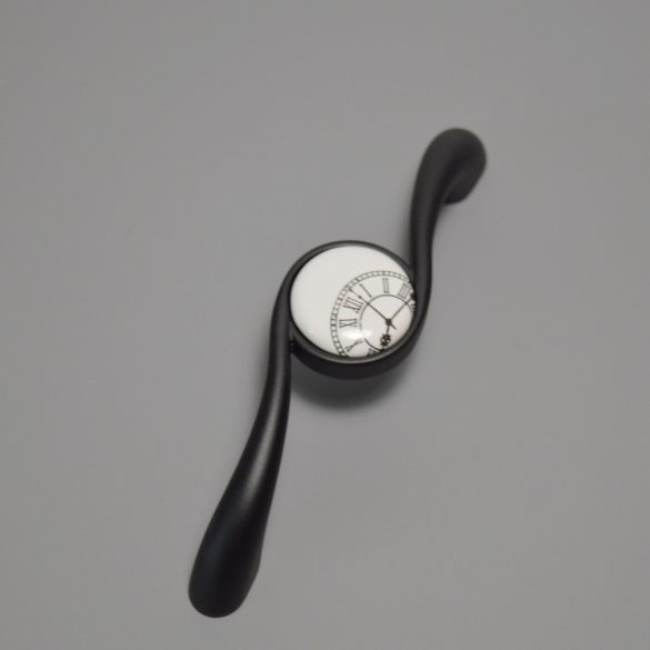 Mattschwarz-weißes Porzellan mit komplementärem Uhrendruck, 96 mm Bohrung, Metall-Porzellan-Möbelgriff