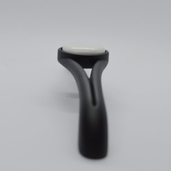 Matt black - white with porcelain accessory, 128 mm bore size, metal-porcelain furniture handle