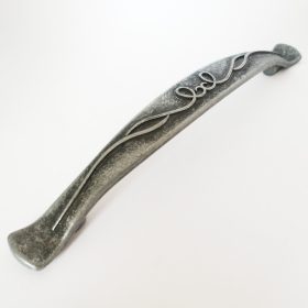   Fém bútorfogantyú, antik fekete színű, 128 mm furattávval