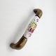 Porcelán-fém bútorfogantyú, bronz színű fém végek/tört fehér porcelán, virág mintával, 96 mm furattávval