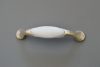 Porcelán-Fém BÚTORFOGANTYÚ, Óezüst színű fehér porcelán résszel,  96 mm furattáv