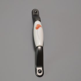   ANTRACIT fém végek - Fehér porcelán, Kála motívummal, 128 mm furattáv