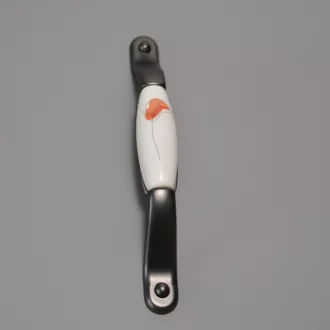   ANTRACIT Metallspitzen - Weißes Porzellan, Calla-Motiv, 128 mm Lochabstand