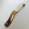 Porcelán bútorfogantyú, bronz - törtfehér porcelán résszel, 128 mm furattávval