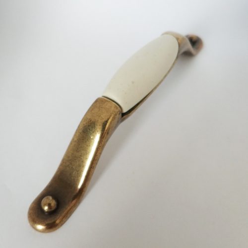 Möbelgriff aus Porzellan, Farbe Bronze, Metallenden/Gres-Porzellan