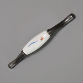   ANTRACIT fém végek - fehér porcelán, Virág motívummal, 96 és 128 mm furattáv