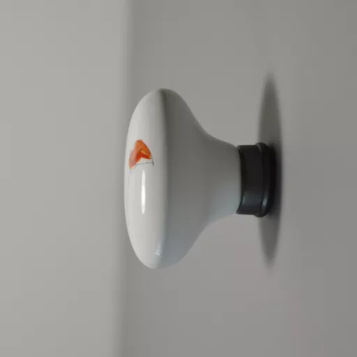 Möbelknopf, ANTRACIT Metall Enden - Weißes Porzellan, Mit Calla Motiv