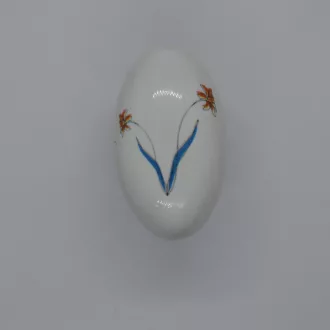   Möbelknopf, ANTRACIT Metallenden - Weißes Porzellan, Blumenmotiv