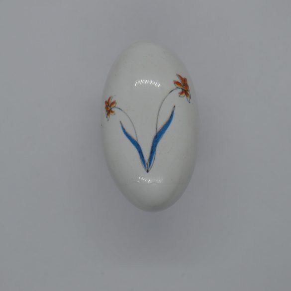 Bútorgomb, ANTRACIT fém végek - Fehér porcelán, Virág motívummal