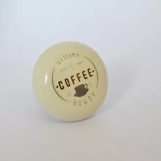 BEIGEFARBENES PORZELLAN - KAFFEEAUFSCHRIFT, BRONZESOCKEL
