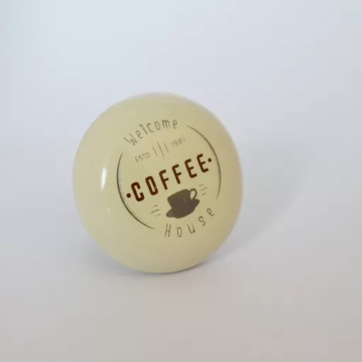 BEIGEFARBENES PORZELLAN - KAFFEEAUFSCHRIFT, BRONZESOCKEL