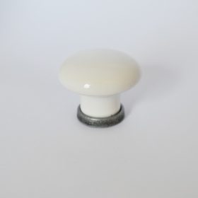 Fém-porcelán bútorgomb, fehér - antik fekete színű