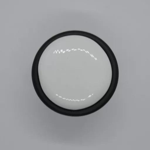  Matt fekete fém - fehér porcelán bútorgomb 