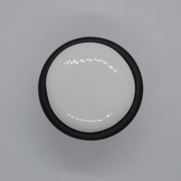  Matt fekete fém - fehér porcelán bútorgomb 