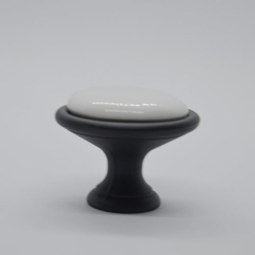  Mattschwarzes Metall - weißer Porzellan-Möbelknopf 