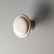 Óezüst, antikolt fém - porcelán bútorgomb, törtfehér porcelán résszel