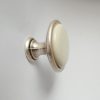 Óezüst, antikolt fém - porcelán bútorgomb, törtfehér porcelán résszel