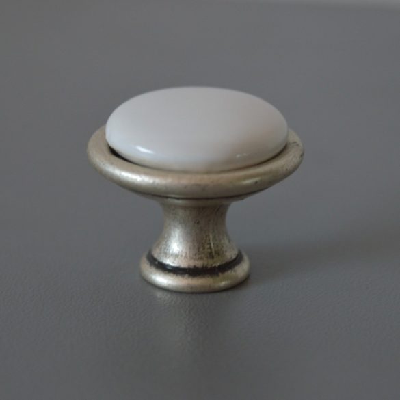 Metallischer Möbelknopf aus Porzellan, oval silber - Farbe weißes Porzellan