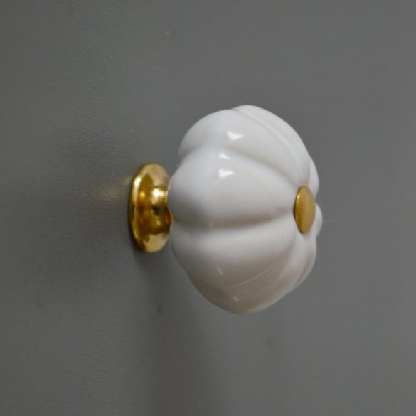 Weiß-gold, Metall-Porzellan, Möbelgriff mit Knopf