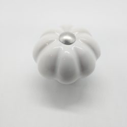 White- chrome, metal- porcelain, button furniture handle
