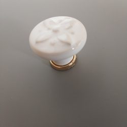 White-gold, metal-porcelain, button furniture handle