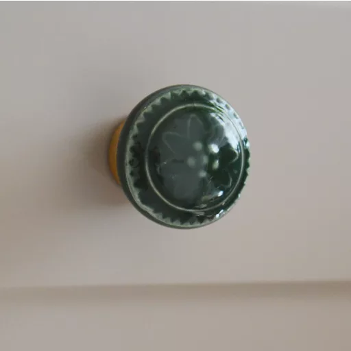 Grün-goldene Sohlenfarbe, Metall-Porzellan, Knopf-Möbelgriff