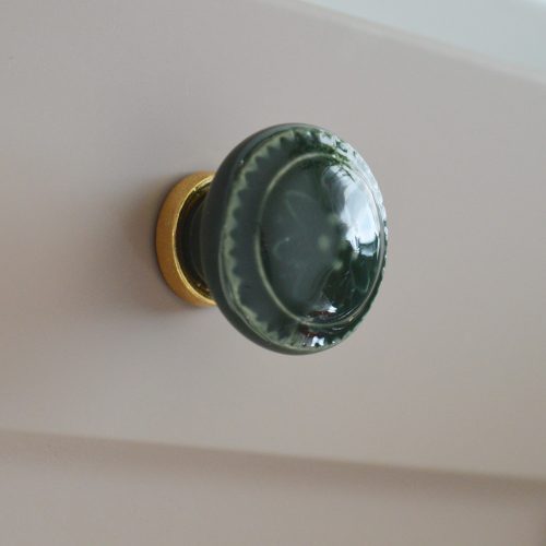 Grün-goldene Sohlenfarbe, Metall-Porzellan, Knopf-Möbelgriff