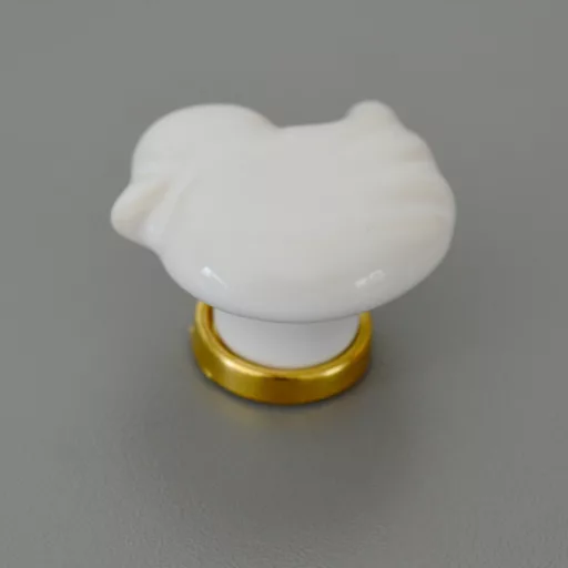 Weiß-gold, Metall-Porzellan, Möbelgriff mit Knopf
