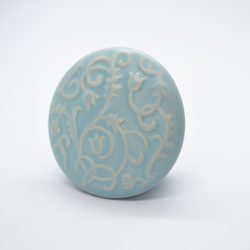   Blue colour, printed tulip pattern, porcelain button furniture handle