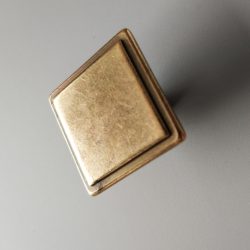 Rectangular metal furniture knob, bronze