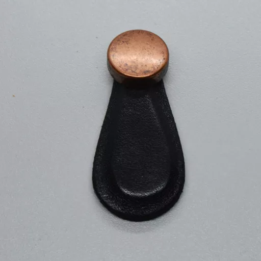 KD001 Metall-Leder-Möbelknauf, Kupfer - schwarz tropfenförmig