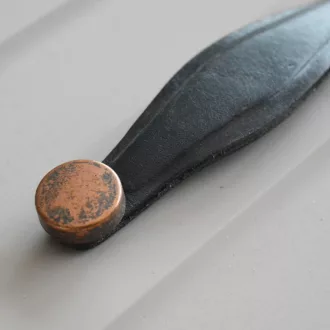   KD002_128  Metall-Leder-Möbelgriff, Kupfer - schwarz, 128 mm Lochabstand