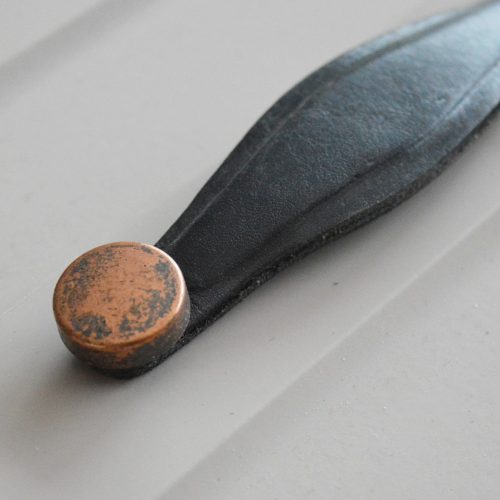 Metall-Leder-Möbelgriff, Kupfer - schwarz, 128 mm Lochabstand