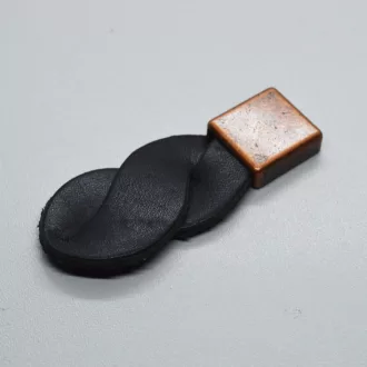 KD003  Metall- Leder Möbelknauf, Kupfer - schwarz