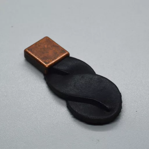 KD003  Metall- Leder Möbelknauf, Kupfer - schwarz