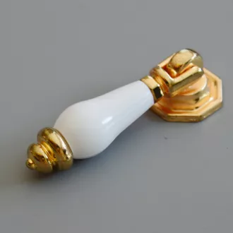 Metall-Kunststoff-Möbelknauf, gold -weiss