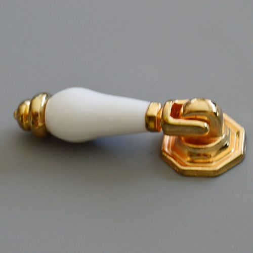 10 db Fém-műanyag bútorgomb,  arany - fehér színű