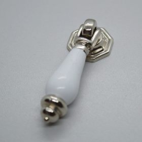 10 db Fém-műanyag bútorgomb, ezüst - fehér színű