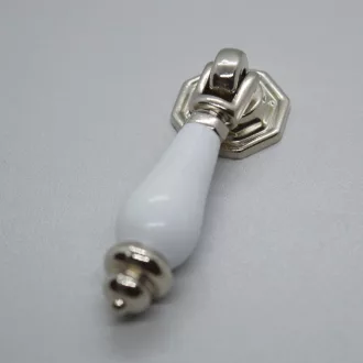 Metall-Kunststoff-Möbelknauf, silber-weiss