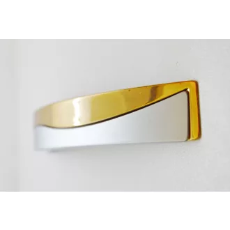 Metall-Möbelgriff, Mattchrom - Gold, 128 mm Lochabstand