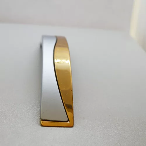 Metall-Möbelgriff, Mattchrom - Gold, 128 mm Lochabstand