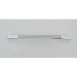   Metal furniture handle, shiny chrome colour with polished surface in the middle