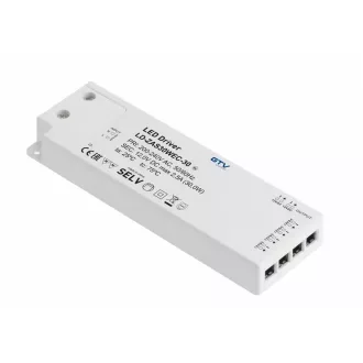   Tápegység LED 12V, 30W, IP20, 6 mini AMP csatlakozóval, 1,5fm kábellel, villásdugóval