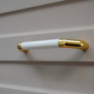  Möbelgriff aus Kunststoff, Farbe gold-weiss, Lochabstand 96 mm