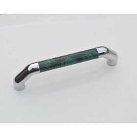   10 db Műanyag bútorfogantyú, ezüst-zöld színű, 96 mm furattávval